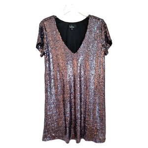Lulus Light Up The Night Sequin Dress Women's Size S Purple Mini Shift Lined